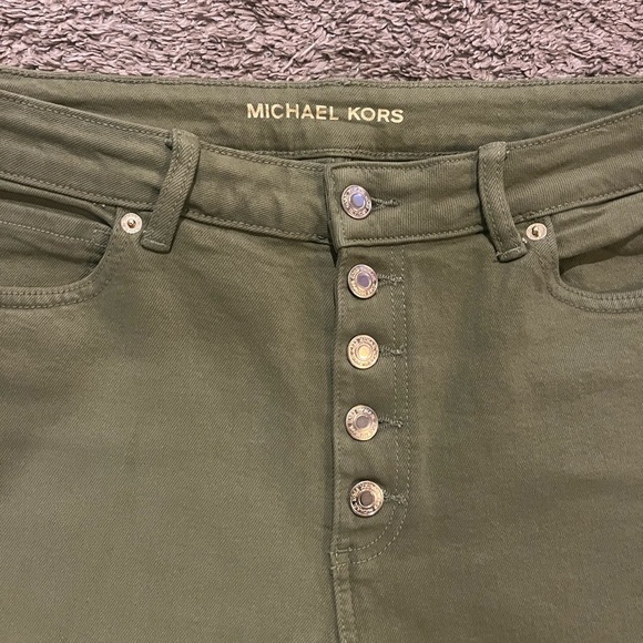NWOT Women’s Michael Kors Green Cropped Wide Leg Jeans Size 8 - Picture 2 of 9